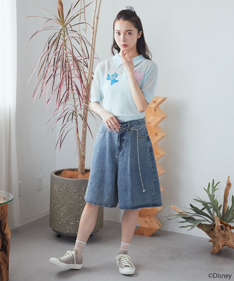 earth music&ecology「スティッチ/刺繍ハートボタンニットポロシャツ」|ニット・セーター|