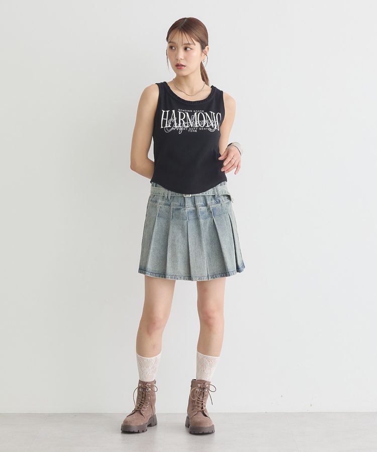 earth music&ecology「フリルロゴノースリーブプルオーバー」|キャミソール|