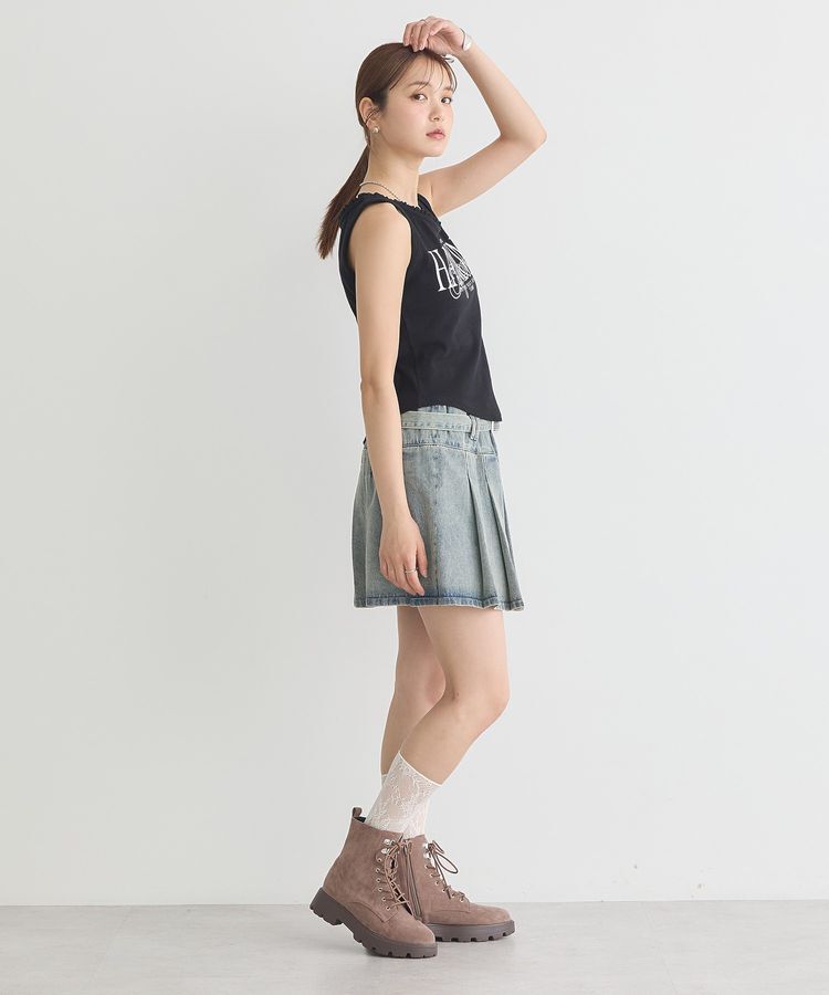 earth music&ecology「フリルロゴノースリーブプルオーバー」|キャミソール|