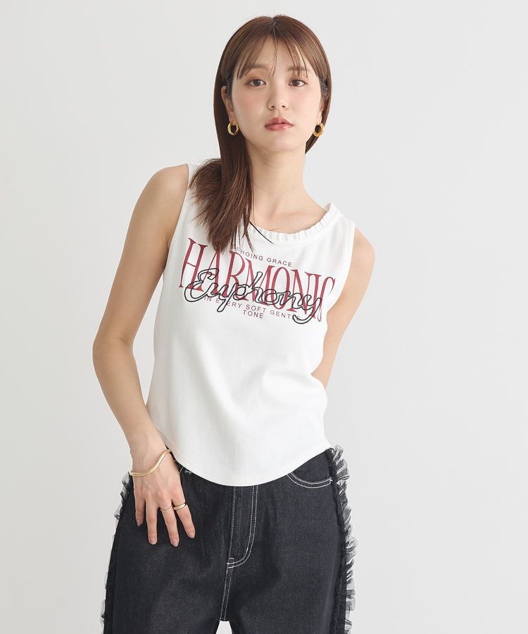 earth music&ecology「フリルロゴノースリーブプルオーバー」|キャミソール|