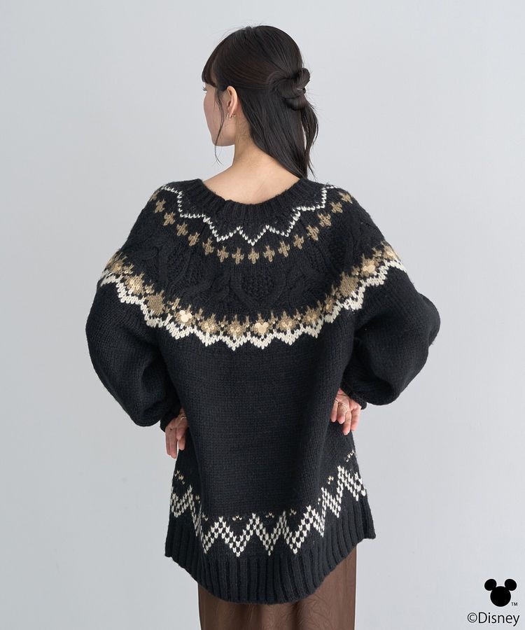 earth music&ecology「Disney/ミッキー刺繍ノルディックニットチュニック」|チュニック|