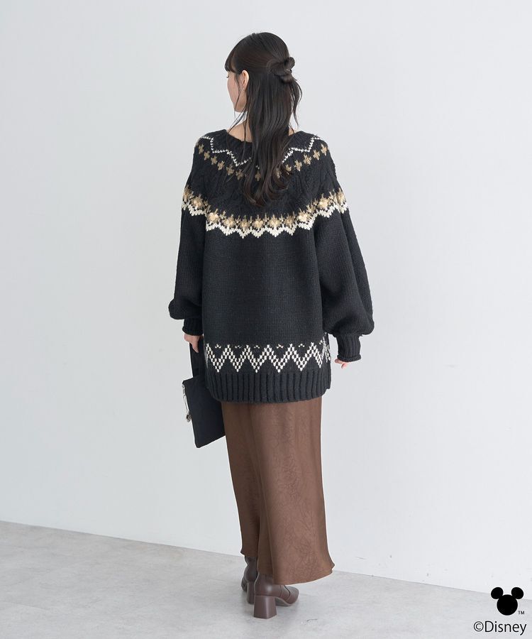 earth music&ecology「Disney/ミッキー刺繍ノルディックニットチュニック」|チュニック|