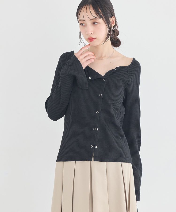 earth music&ecology「アシメ釦ツイストテレコカットソー」|Tシャツ・カットソー|