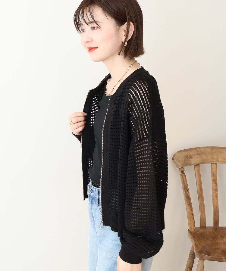 AMERICAN HOLIC「ジップアップメッシュニットカーディガン【WEB限定カラー有り】」|カーディガン|
