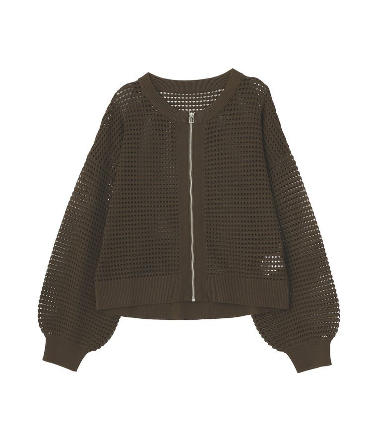 AMERICAN HOLIC「ジップアップメッシュニットカーディガン【WEB限定カラー有り】」|カーディガン|