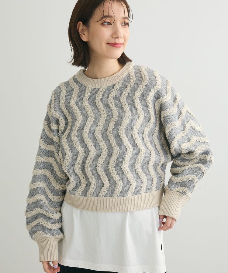 Green Parks「・ELENCARE DUE ブークレナミナミニット」|ニット・セーター|Gray