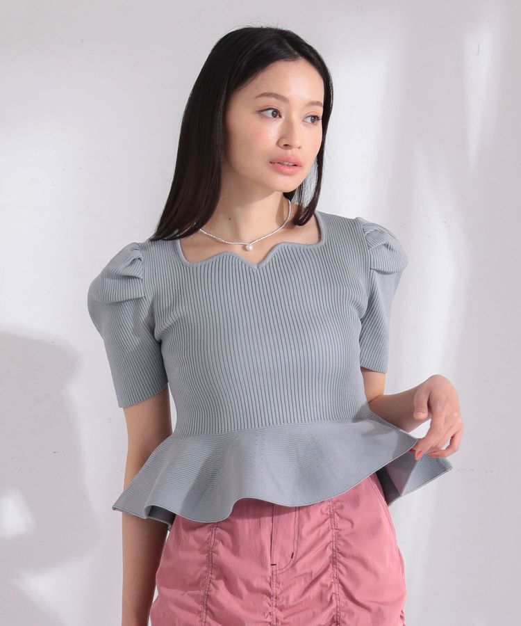 Green Parks「・swing by ハートネックペプラムニット」|ニット・セーター|