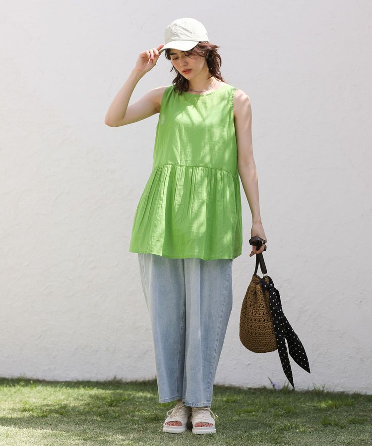 Green Parks「インド綿 SET2点 ギャザーシャツ+布帛インナー」|シャツ・ブラウス|