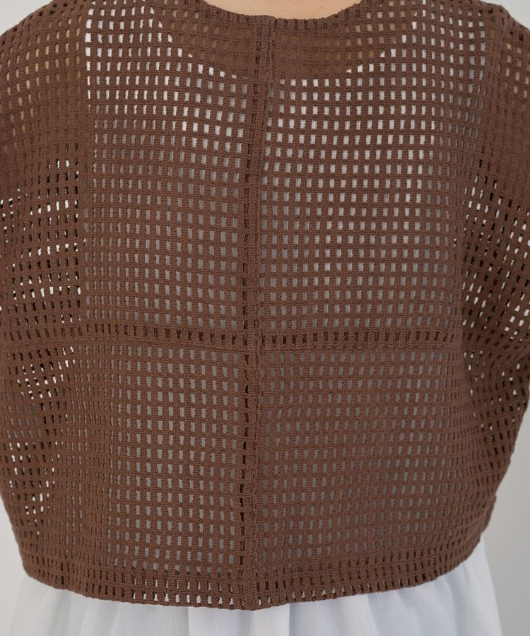 Green Parks「インド綿 前後2way メッシュショート丈カーディガン」|カーディガン|