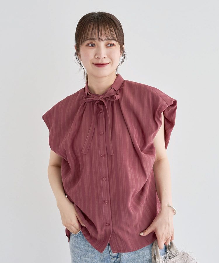 Green Parks「・ELENCARE DUE ボウタイフレンチブラウス」|シャツ・ブラウス|Pink