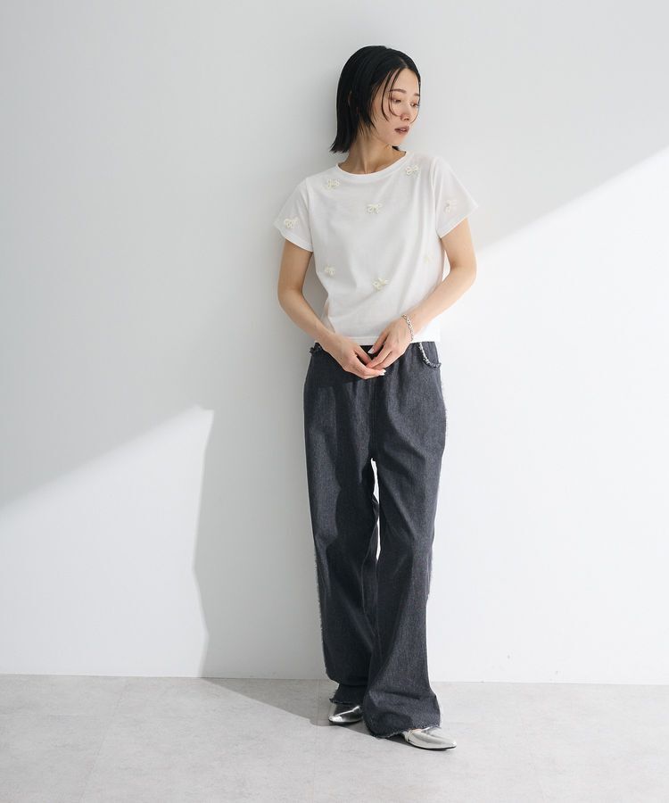 Green Parks「・swing by パールリボンモチーフTEE」|Tシャツ・カットソー|