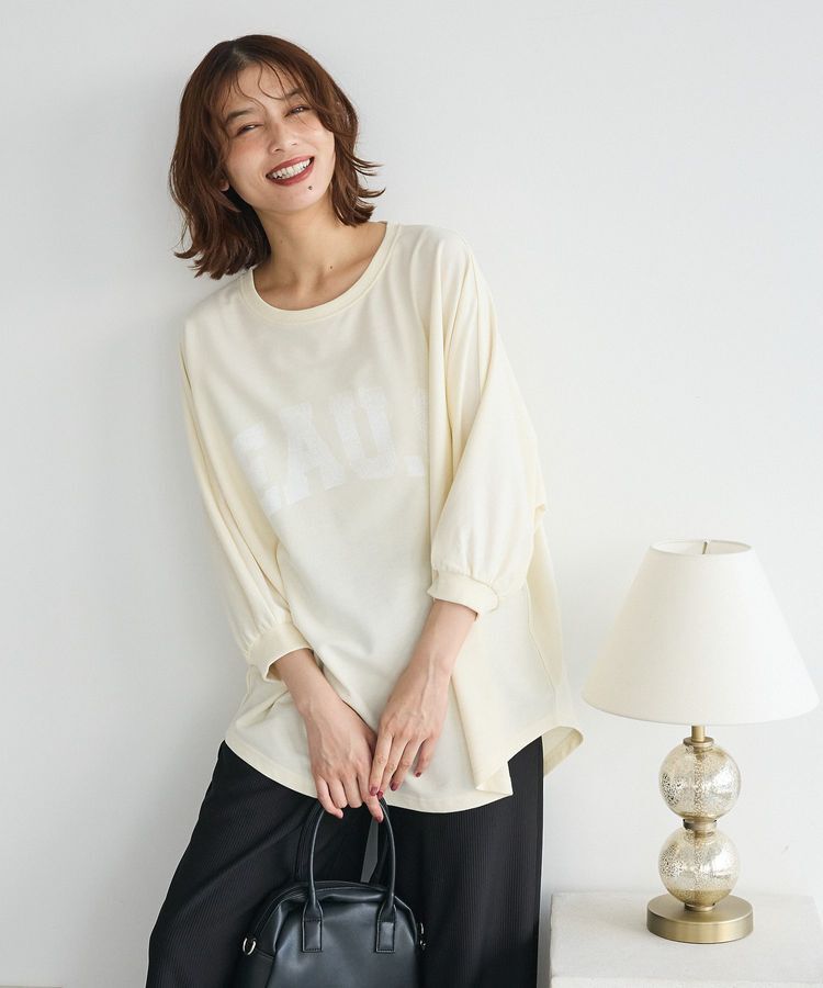 Green Parks「7分袖ミニ裏毛ドルマンロゴプルオーバー」|Tシャツ・カットソー|