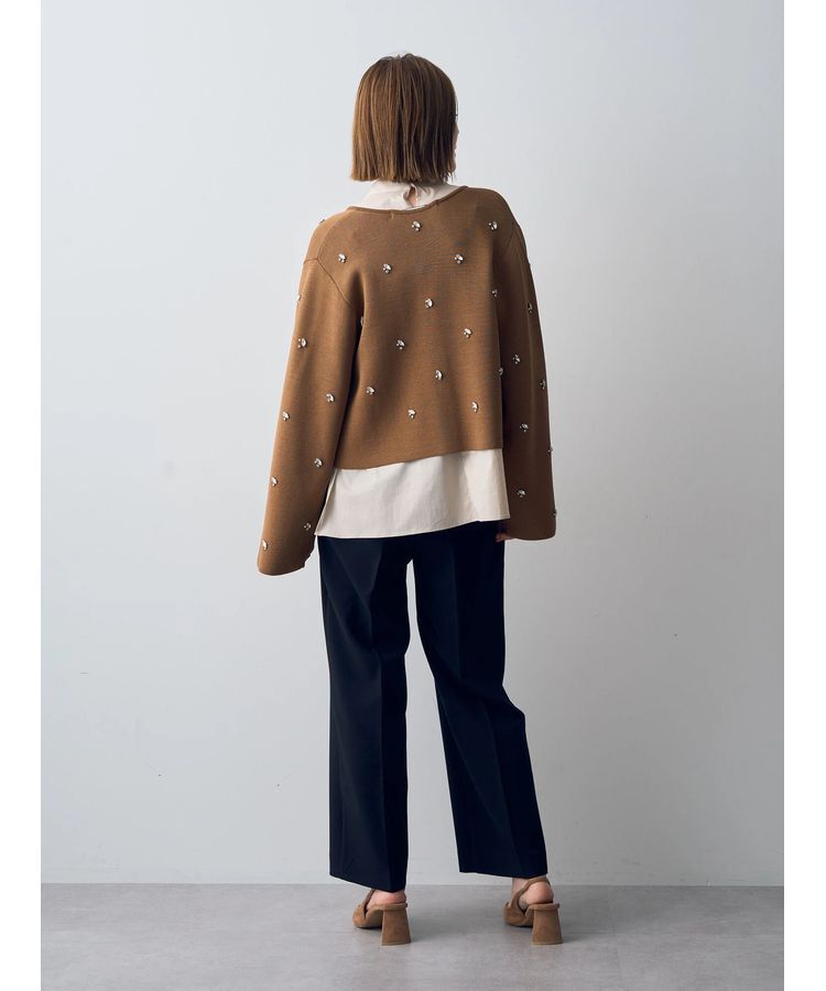 YECCA VECCA「ビジューZIPニットジャケット」|カーディガン|