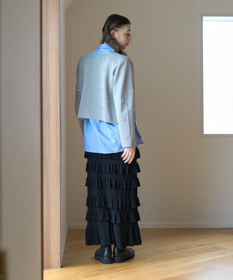 YECCA VECCA「ビジューZIPニットジャケット」|カーディガン|