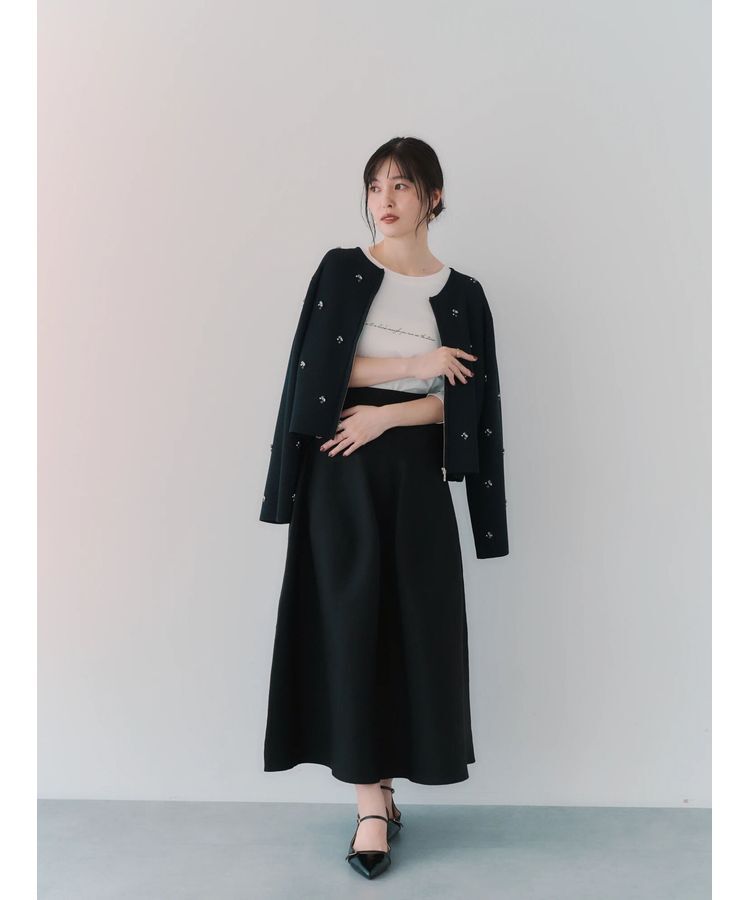 YECCA VECCA「ビジューZIPニットジャケット」|カーディガン|