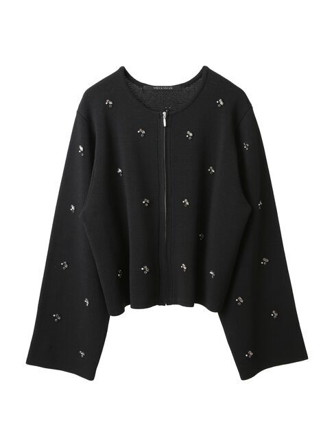YECCA VECCA「ビジューZIPニットジャケット」|カーディガン|