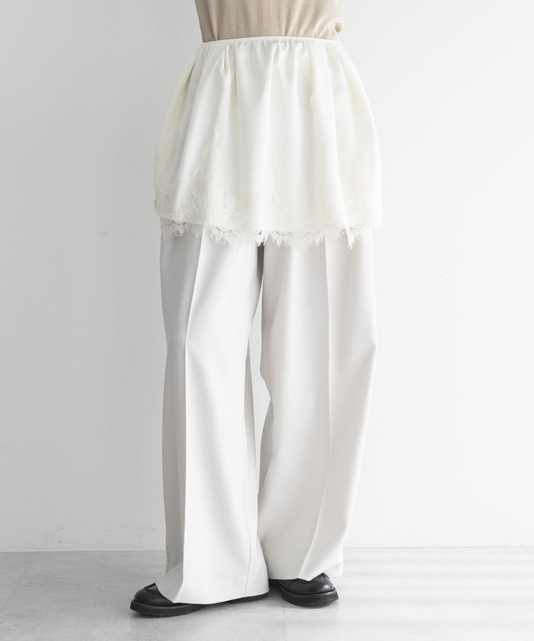 GARAGE OF GOOD CLOTHING「マットサテン裾レース付ショート丈スカート」|フレア|