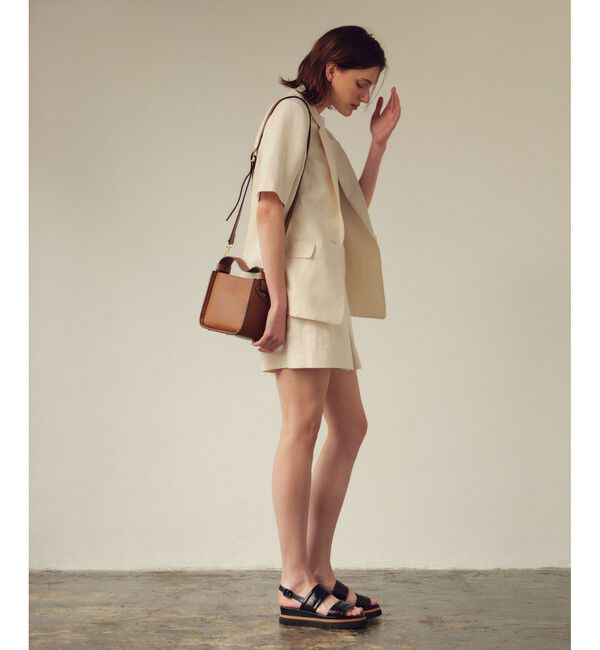 allureville「【セットアップ対応可能】リネンコンシャークスキンハーフスリーブジャケット」|テーラードジャケット|