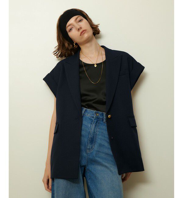 allureville「ウールライクポリツイルジレジャケット」|テーラードジャケット|ネイビー