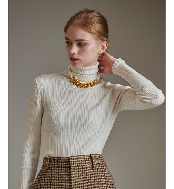 LOULOU WILLOUGHBY「【LOULOU WILLOUGHBY】ハーフチューブラータートルプルオーバー」|ニット・セーター|オフホワイト