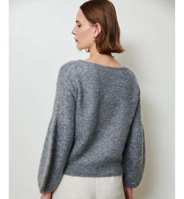allureville「モヘヤ混スパンコールプルオーバー」|ニット・セーター|