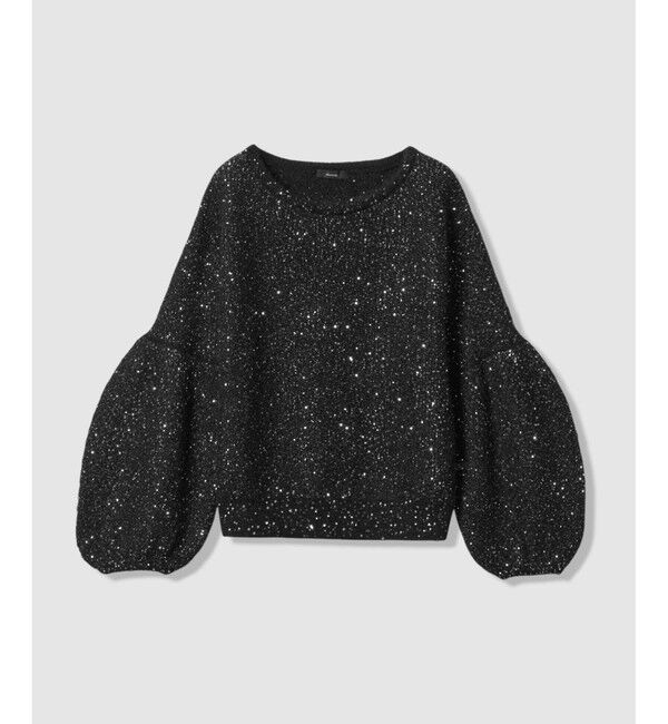 allureville「モヘヤ混スパンコールプルオーバー」|ニット・セーター|ブラック