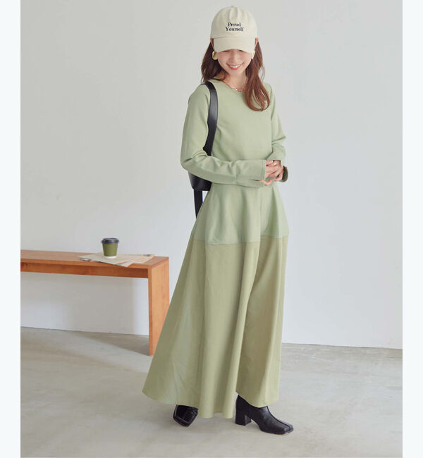 titivate「ドッキングボリュームスカートワンピース」|ワンピース|ライトグリーン