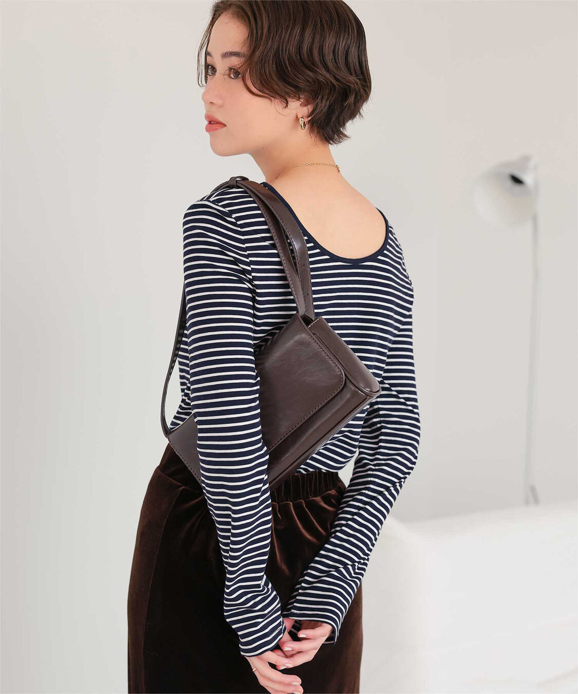 titivate「バックUネックロングスリーブカットソー」|Tシャツ・カットソー|ボーダー/ネイビー