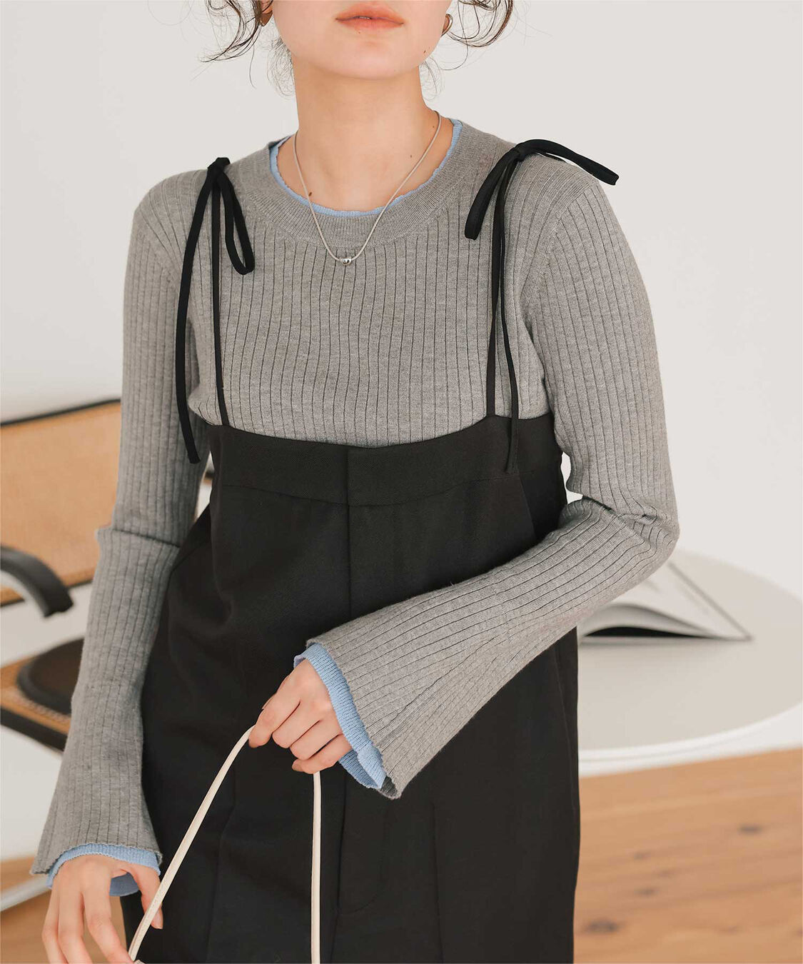 titivate「配色シアードッキングフレアスリーブリブニット」|ニット・セーター|