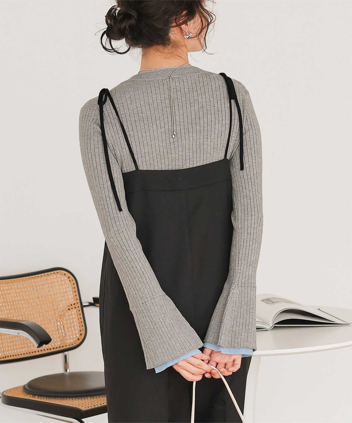 titivate「配色シアードッキングフレアスリーブリブニット」|ニット・セーター|