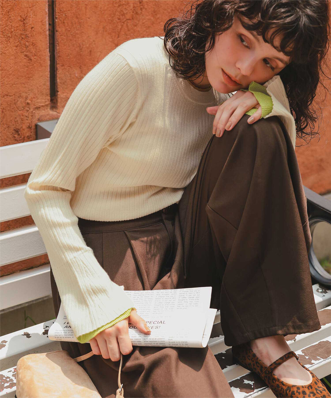 titivate「配色シアードッキングフレアスリーブリブニット」|ニット・セーター|