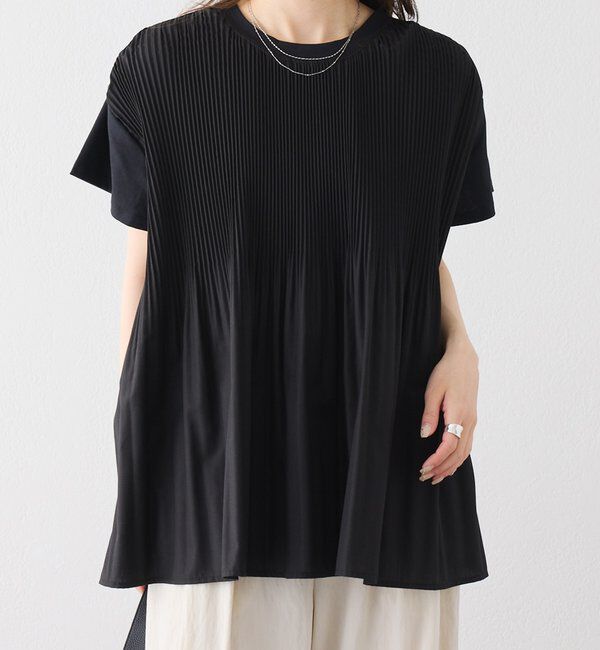  「《リバイバル》【WEB限定/Du noir】フロントプリーツTシャツ」|プルオーバー|