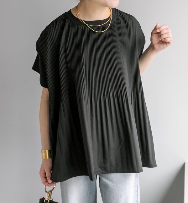  「《リバイバル》【WEB限定/Du noir】フロントプリーツTシャツ」|プルオーバー|