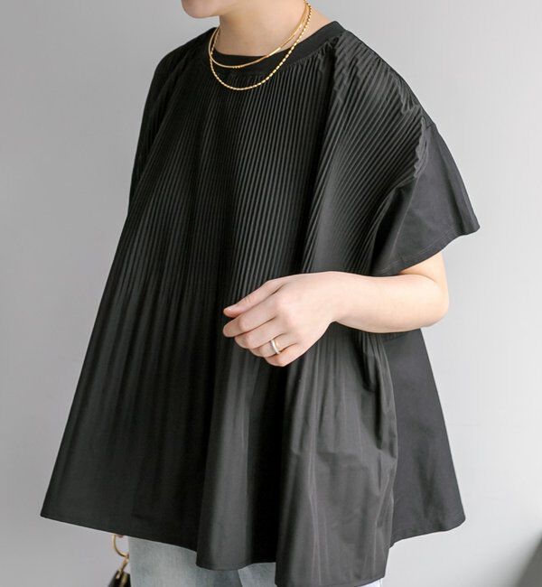  「《リバイバル》【WEB限定/Du noir】フロントプリーツTシャツ」|プルオーバー|