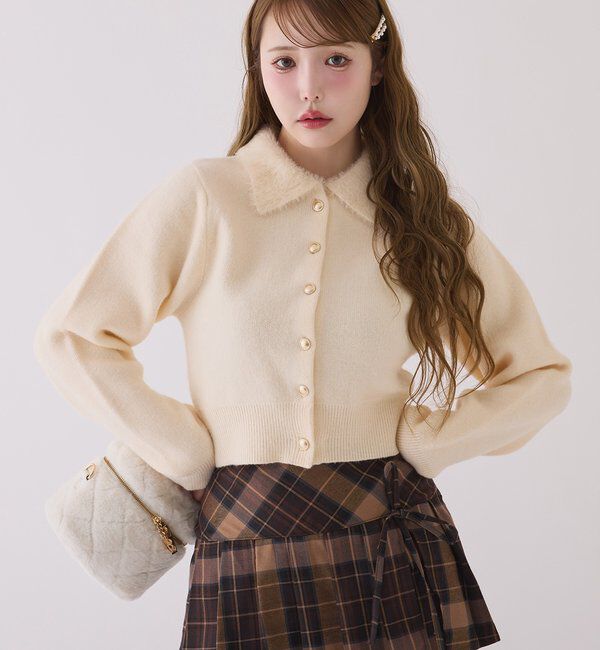  「シャギー襟配色ポロニット」|ニット・セーター|