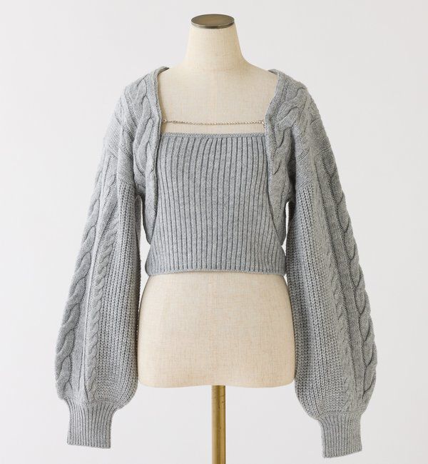  「ケーブルニットアンサンブル」|ニット・セーター|