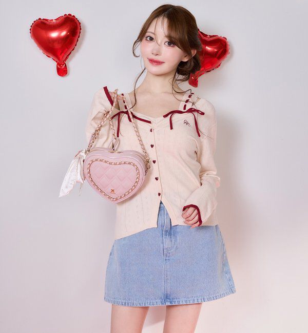  「【Heart collection】ハートボタンビスチェセットカーディガン」|ニット・セーター|