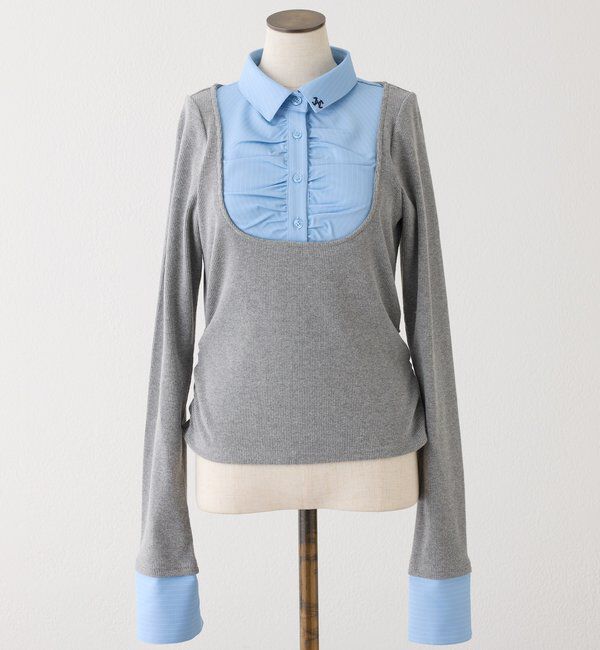  「ロゴ刺繍レイヤードトップス」|プルオーバー|