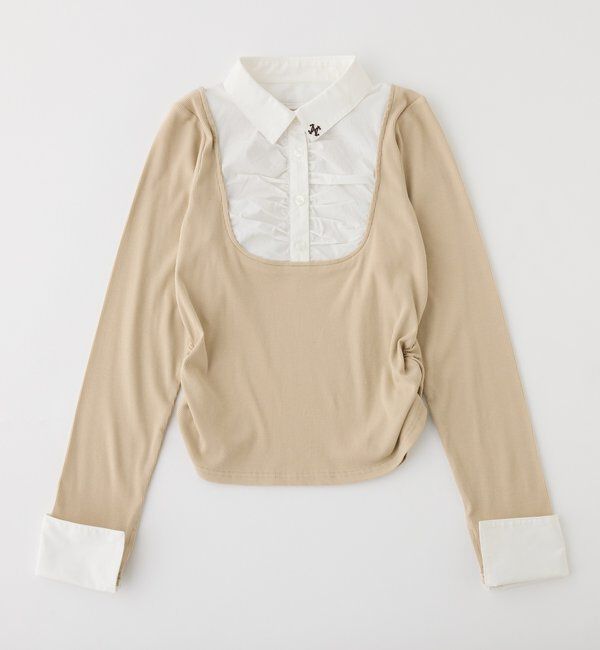  「ロゴ刺繍レイヤードトップス」|プルオーバー|