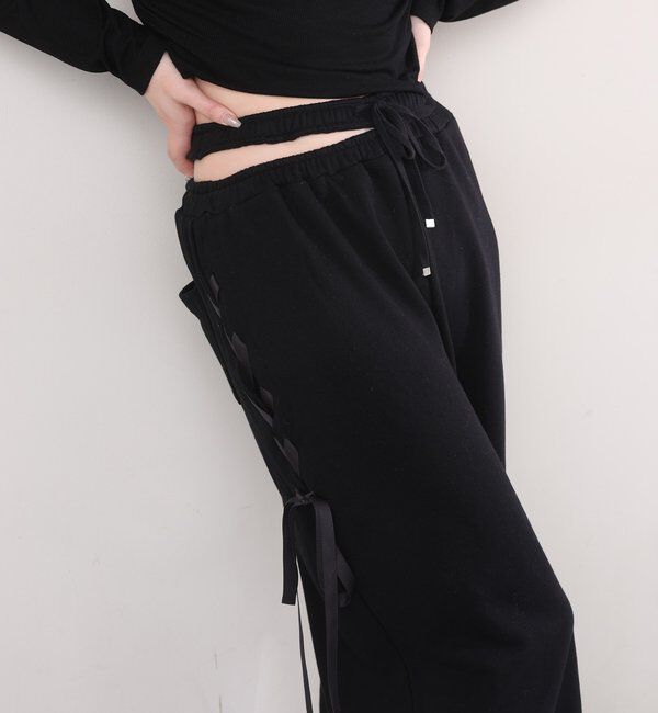  「【セットアップ可能】サイドカットレースアップスウェットパンツ」|その他|