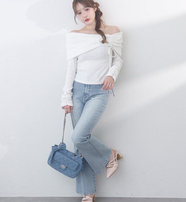  「ドロストリボンオフショルトップス」|プルオーバー|