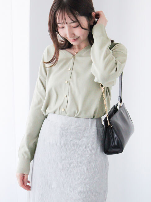 Te chichi TERRASSE「金釦前後2WAYカーディガン」|カーディガン|グリーン
