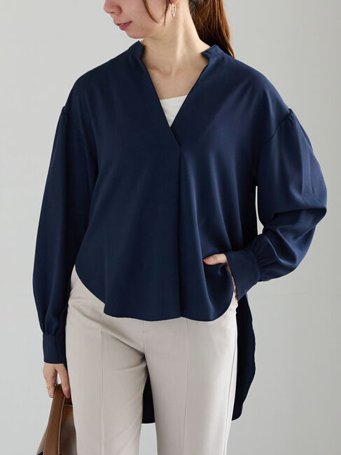 Te chichi「スキッパードレープシャツ」|シャツ・ブラウス|ネイビー