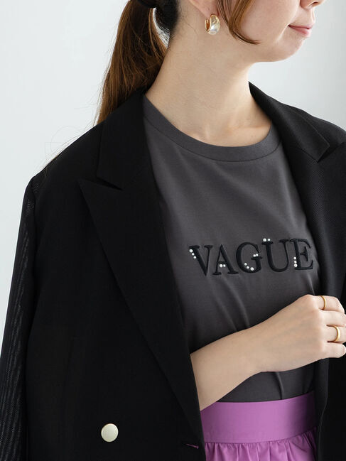 Te chichi「パール&刺繍ロゴスタンダードTシャツ」|Tシャツ・カットソー|チャコールグレー