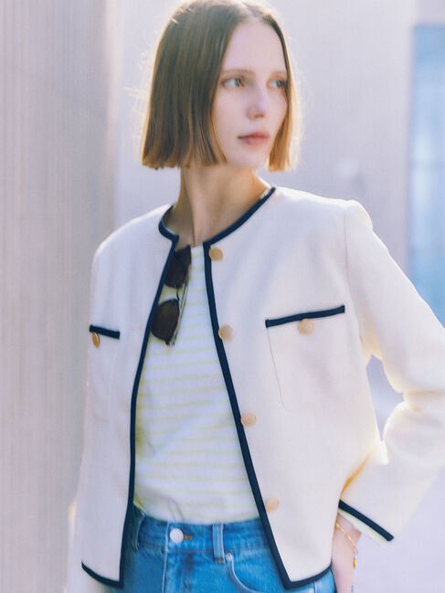 Te chichi「ライトツイードバイカラージャケット《2026 spring catalog item》」|その他|アイボリー