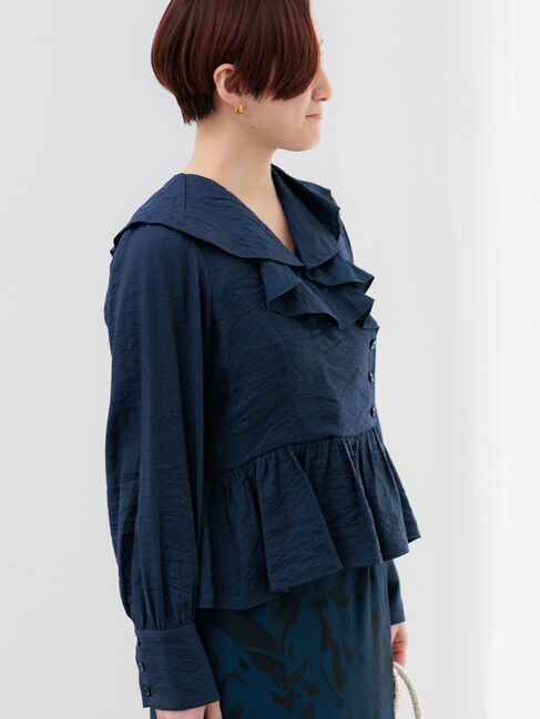 Te chichi「ラッフルフリルペプラムブラウス」|シャツ・ブラウス|ネイビー