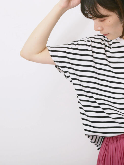 Samansa Mos2 blue「【USAコットン】アソートフレンチスリーブTシャツ」|Tシャツ・カットソー|