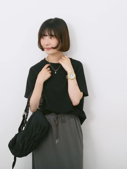 Samansa Mos2 blue「【USAコットン】アソートフレンチスリーブTシャツ」|Tシャツ・カットソー|ブラック