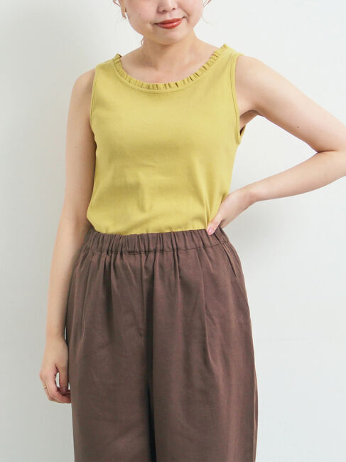 SM2「テレコ襟フリルタンクトップ」|Tシャツ・カットソー|イエロー