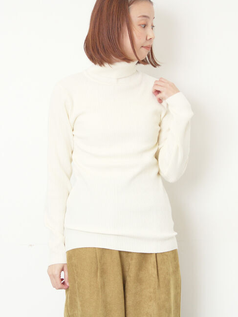 Samansa Mos2「【マシンウォッシャブル】もちもちリブタートルネックニット」|ニット・セーター|